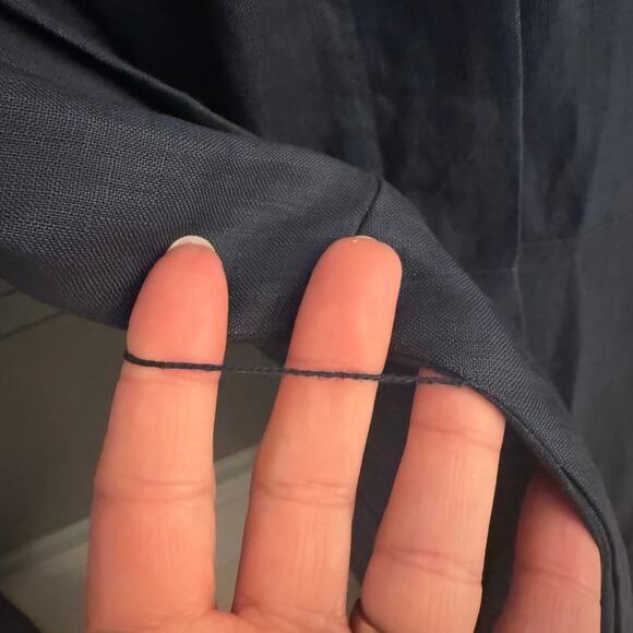 Vintage 80s Bergdorf Goodman Linen Shirt Dress Sz 8 Navy “On the Plaza” Label - Picture 12 of 16